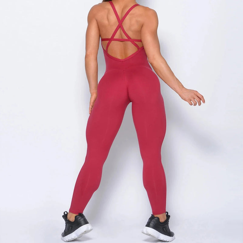 2024 Novos macacões femininos de ioga fitness, sem costas ,sexy esportivo legging