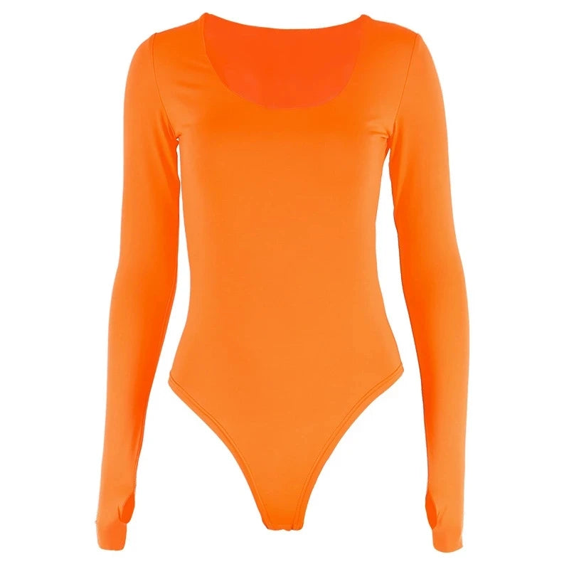 Body neon feminino manga longa  sexy 2024