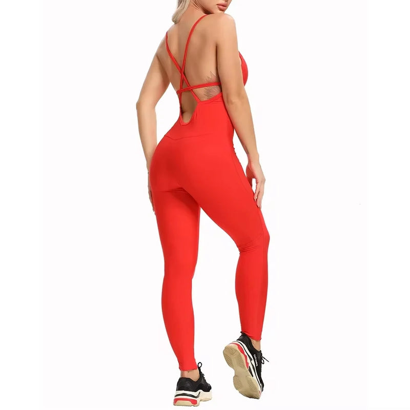 2024 Novos macacões femininos de ioga fitness, sem costas ,sexy esportivo legging