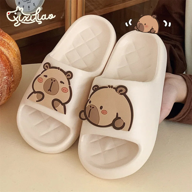 Chinelo Feminino Capivara Bonito Nuvem Sandálias Verão Chinelos Praia Slides