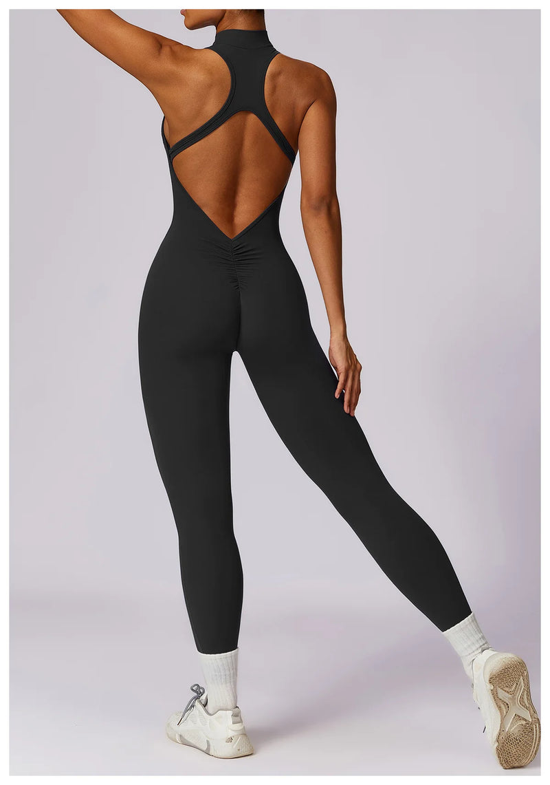 Macacão Legging, Costas Abertas , Para Treino , yoga