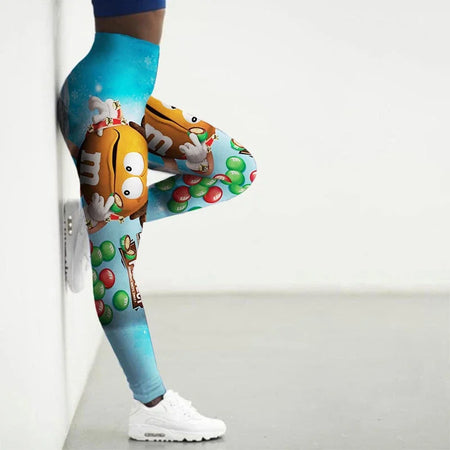 Novas leggings esportivas femininas 3D - cintura alta